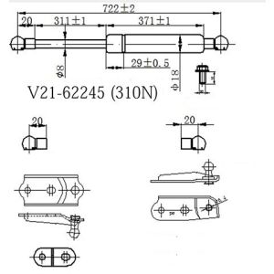 Амортизатор крышки багажника JETT V2162245/6895080044    #E11#   RH