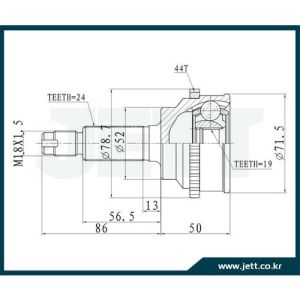 Шрус внешний JETT V41-4130ABS/MZ14A44  DW3W