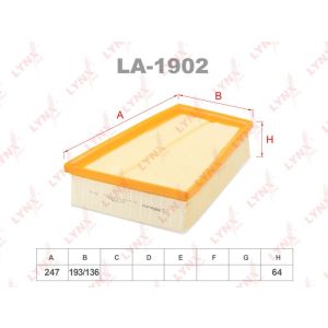 Фильтр воздушный  LYNXauto  LA1902/LX1748/A25920/YUAS005