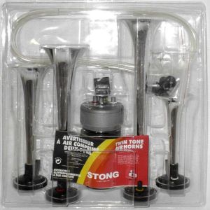 Сигнал звуковой воздушный ST-1033C, 4-х рожковый, хромированный,12V