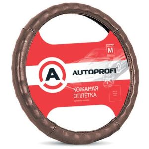 Кожаная оплётка руля AUTOPROFI AP-765 BR (M)