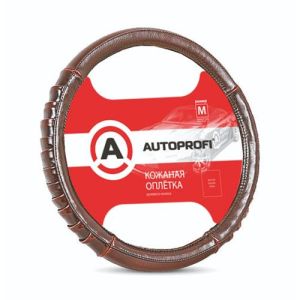 Кожаная оплётка руля AUTOPROFI AP-770 BR (M)