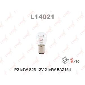 Лампа P21/4W 12V BAZ15D LYNXauto T20 2х контакт. ж,ц