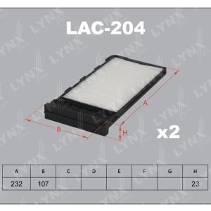 Фильтр салонный LYNXauto  LAC204/AC-203  18мм