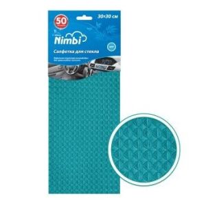 Салфетка KOLIBRIYA Nimbi-50 Автомобиль, Вафельная 30х30см, для Стекол, Синяя