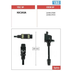Катушка зажигания «YEC» IGC202A   VQ20DE/VQ25DE/VQ30DE