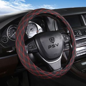 Оплетка на руль PSV RADIKAL (Черный/Отстрочка красная) 2XL, экокожа