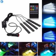 Звукоактивная подсветка салона AT-15LED-4 светодиодных ленты на самоклейке, 8 цветов, 4 муз. режима,