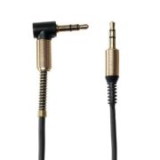Кабель аудио AUX LuazON, Jack 3.5 мм(m)-Jack 3.5 мм(m), угловой, металл пружина, 1 м, черный