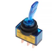 Тумблер однополюсный с синей LED индикацией, 12 В, 20 A, 3 контакта