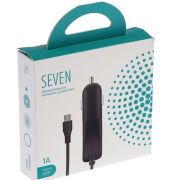 Автомобильное зарядное устройство Seven, micro USB, 1 A, 1 м, черное