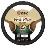 Оплетка на руль PSV VEST (EXTRA) PLUS Fiber (Черный) М, экокожа