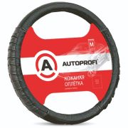Кожаная оплётка руля AUTOPROFI AP-470 BK (M)