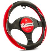 Оплётка руля AUTOPROFI софттач, синтетический нубук AP-2021 BK/RD (M)