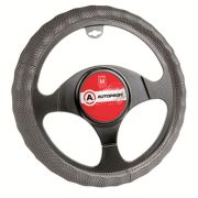 Кожаная оплётка руля AUTOPROFI AP-396 D.GY (M)