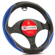 Оплётка руля AUTOPROFI софттач, синтетический нубук AP-2021 BK/BL (M)
