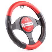 Оплётка руля AUTOPROFI из экокожи AP-1946 BK/RD (M)