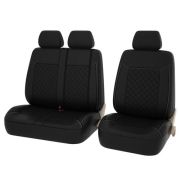 Чехлы PSV Elegant Next TRANSIT (Черный/отстрочка черная), ромб + экокожа (второй ряд)