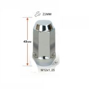 Гайка на колесо длинная (шар) 12*1.25 1006L43 (ключ 21), h=40