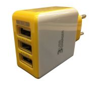 Адаптер питания 3 USB выхода 3,1А 220V WF-772 желтый
