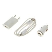 Комплект для зарядки 3 в 1 LuazON, модель UC-09, АЗУ 1 A, micro USB, 1 A, 1 м, СЗУ 1A, белый