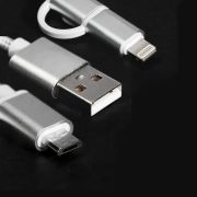 Кабель Windigo, 2 в 1, microUSB/Lightning - USB, 2 А, нейлон оплетка, 1 м,