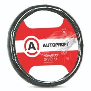 Кожаная оплётка руля AUTOPROFI AP-850 BK (M)