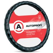 Кожаная оплётка руля AUTOPROFI AP-765 BK (M)