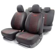 Комплект чехлов на сиденья VERONA, материал лён VER-1505 BK/RD