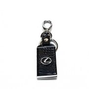 Брелок металл + кожа глянец черный LEXUS B0135