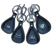 Брелок AL1044 - SUBARU- черная кожа+металл хром, кольцо с карабином