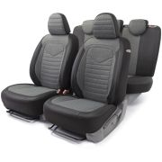 Авточехлы LINE.лен крупного плетения,15 предметов,3Dкрой,черн/темн.серый