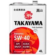 Масло моторное TAKAYAMA 5W40 SN/CF, A3/B4 синтетика, жестяная тара 4л