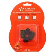 Колпачки на шинный вентиль, с ключом, черные AIRLINE AVC-01
