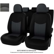 Чехлы Nissan Tiida II 2015-2018 г. - черно-серая экокожа «Оригинал»