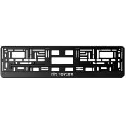 Номера рамка пластм., с Защелкой, тиснение Серебром TOYOTA (черная)
