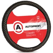 Кожаная оплётка руля AUTOPROFI AP-800 BK (M)