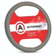 Кожаная оплётка руля AUTOPROFI AP-800 GY (M)