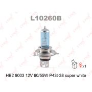 Лампа HB2 9003 LYNXauto  L10260B 12V 60/55W P43T-38 SUPER WHITE