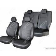 Чехлы на сиденья Honda Fit 2001-2007, экокожа черная Hon17-2k