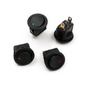 Выключатель клавишный круглый ON-OFF c Led подсветкой «Green» (3-х контактный)