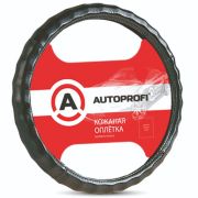 Оплётка руля, натуральная кожа, ребристая, чёрный, разм. XL,,