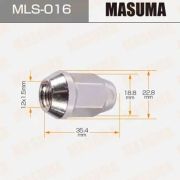 Гайка MASUMA 12x1.5мм, L=35.4мм, под ключ=19мм