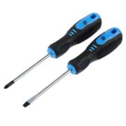 Набор отверток ТУНДРА, CrV, хром, магнит, 2К рукоятки, PH2/SL6 х 100 мм, 2 шт.