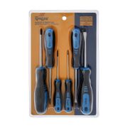 Набор отверток ТУНДРА, CrV, хром, 2К рукоятки, PH0, SL3×75 мм, PH1-2, SL5-6×100 мм, 6 шт.